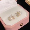 Boucles d'oreilles françaises exquises, petite perle en Zircon cerise pour femmes, aiguille en argent S925, tempérament, Design Simple
