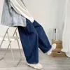 Mężczyźni dżinsy z szerokości nóg workowate retro niebieski japoński prosty czas wolny stylowy miękki kieszonka allmatch duża wielkość s3xl solidna moda 240117