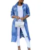 Herbst Frauen Sexy Zerrissene Denim Jacken 2023 Vintage Beiläufige Lange Jean Jacke Winter Weibliche Hülse Mantel Streetwear y240117