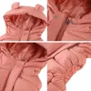 Enfants hiver gilets à capuche couleur unie chaud bébé garçon gilet coton rembourré veste sans manches enfant en bas âge filles automne gilet gilet 240117