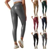 Leggings femininas calças de couro pu moda cor sólida cintura alta apertada vestindo fora casual estilo de rua all-match