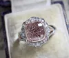Kvalitet Rose Gold Dubbel Pink Moissanite Ring Factory Direct Sales European och American Hand Jewelry