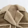 UNIZERA Зимняя женская модная и повседневная универсальная флисовая двусторонняя куртка с воротником-поло из овечьей шерсти Co 240117
