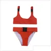 Ternos de uma peça Mulheres Mticolor Two-Piece Belt Bikini Swimsuit Swimwear Senhora Meninas Cintos Crop Top Set One-Peça Drop Delivery Sports Ou DHDZN