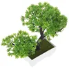 Dekorativa blommor Bonsai Tree Simulation Welcome Pine House Plants Fake Decor Plastic Desk Decorations