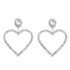 Stud Earrings 2024 Trend Sparkling Big Rhinestone Heart Women's Dinner Party Wedding Accessories Fashion Statement