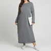 Robes décontractées Tempérament des femmes Couleur unie Polyvalente Robe longue en dentelle Dames Mode Poches de grande taille et peluche Maxi Robes