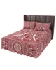 Jupe de lit Mandala bohémien éléphant rouge, couvre-lit élastique avec taies d'oreiller, housse de matelas, ensemble de literie, drap