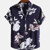 Erkekler Sıradan Gömlek Yazlar Zarif Çiçek Sosyal Hawaii Kısa Kollu Büyük Boy Gömlek Tatil Stili Harajuku Camisa