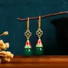 Kolczyki stadnina 2024 Spring Starożytny Styl Połączony złoto Inkrustowani Natural Chalcedony Bud Ear Studs Lucky National Trendy