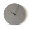 Horloges murales Chic Horloge ronde Scandinave Chambre Décor Mute Aiguille Noir Gris MDF Minimaliste Conseil Suspendu Maison