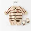 Jackets 2023 Autumn New Baby Long Sleeve Knit Cardigan Cotton Infant Striped Coat ldren Knitted Jacket Kids Sweater Clothes H240508