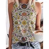 Women's Tanks Ethnic Style Paisley 3D Print Tank Tops Women Retro Streetwear Y2k Oversized O-Neck Vest Off Shoulder Sleeveless Woman