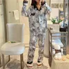 Indumenti da notte da donna 2024 Primavera Estate Pigiama Set puro cotone doppio strato di garza manica lunga in due pezzi Cartoon carino dolce Homesuits