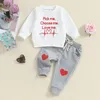 Ensembles de vêtements Né Bébé Garçon Saint Valentin Tenue Crewneck Sweat Jogger Pantalon Ensemble Printemps Survêtement Survêtement Vêtements