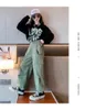 Teenage Girls Autumn Thin Sweatshirt Set Children's Letter Printed Tops Work Pants 2 Sets Spring Casual Clothes 3-15Y 240117