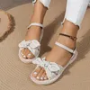 Sandaler plattform kvinnor bow sommarlägenheter skor 2024 designer öppen tå strand flip flops utomhus klänning tofflor femme bilder