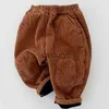 Trousers 2023 Winter New Baby Corduroy Plus Velvet Toddler Girl Harem Pants Infant Boys Warm Fleece Casual Clothes H240508