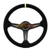 Car Steering Wheel 2022 Universal 350Mm 14Inches Suede/Pvc Leather Racing Wheels Deep Corn Drifting Sport Cars Modification Horn Butto Dhmyf