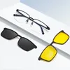 Солнцезащитные очки в оправе на заказ, поляризационные алюминиевые магнитные солнцезащитные очки, мужские клипсы с магнитом на оптической оправе, очки по рецепту