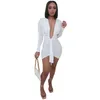 Vestidos Casuais Básicos Vestidos Casuais Verão 2021 Elegante Night Club Wear Bainha Roupas Femininas Clubwear Branco Cor Sólida V Pescoço L Dhzyd