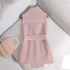 Woman Jacket Vest Autumn Pink Suit Women's White Stripe Coat Professional Large Size Chaleco Mujer 240117