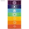 Yoga mattor Yogautrustning Rainbow Printed Tassels Colorful Yoga Mat Sun Protection Shawl Beach Handduk Professionell Yoga Supplies AccessoriesL240118