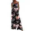 Casual Dresses Womens Overalls Valentine's Day Print Wide Leg Jumpsuits Bib Rompers ärmlösa remmar med fickor kläder