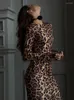 Casual Dresses CNYISHE Leopard Bodycon Sheath Sexy Club Women Long Sleeve O Neck Outfits Fashion Slim Female Vestidos Robes