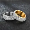 Band Rings Hip Hop Iced Out blarc Circle Rgold Silver Color Rostfritt stål Kubik Zirkoniume Weddings for Women Men smycken gåva J240118