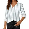 Camicette da donna Camicia a righe con stampa Office Lady Donna 2024 Primavera Autunno Colletto rovesciato Camicie a maniche lunghe per