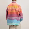 Europäische und amerikanische Herrenoberbekleidung Herbst neue modische bunte geometrische Muster Revers Button Up Jacke