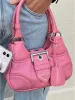 Top quality Triangle Womens half moon bags luxury handbag pink leather Clutch Bags Wallet mens Shoulder crossbody designer Bag tote fashion nylon Underarm bag strap