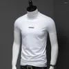 Homens camisetas Verão branco t-shirt homens pequena gola de manga curta camisa homem china carta impressão slim fit tshirt