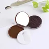 2 PCS Espelhos 1 Pcs Biscoitos Espelhos de Maquiagem Espelho de Maquiagem Compacto com Pentes Portátil Mini Bonito Facial Make Up Espelho Luz Café Escuro