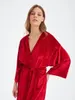 Vêtements de nuit pour femmes Marthaqiqi 2024 Robe d'hiver à manches longues à lacets pyjamas sexy col en V peignoir année rouge dames chemises de nuit