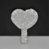 2 pièces miroirs luxe diamant main miroir amour coeur miroir femme poignée maquillage cosmétique beauté outils poche vanité maquillage miroir pour les filles