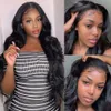 Perruque Lace Front Wig Body Wave noire, 13x6, perruque Lace Frontal transparente HD, 100% vrais cheveux humains, pour femmes et filles