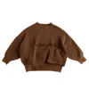 Pullover Autumn Ldren New Long Sleeve Sweater Sweater Fashion Girls Sweater Vintage Loose Baby Kniteed Bullover Kids Discal Classion H240508