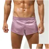 Underpants Y Men Boxer Shorts Jockstrap String Homme Silk Satin Panties Slip Underwear Calzoncillos Hombre Penis Pouch Swimwear Drop Dhrwq