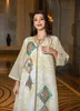 Jalabiya Middle Eastern Robe Muslim Mesh Embroidered Sequins Beaded Evening Dresses Dubai Abaya Temperament Turkish Long Dress 2024 New Arrivals