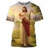 Homens camisetas Deus religioso manga curta 3D impressão camisa homens mulheres todos os dias cosplay harajuku streetwear