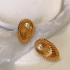 Stud Earrings Textured Metal Post For Women Imitation Pearl Retro High-end Design Geometric Fancy Accessories Party Gifts MQ043