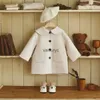 Vestes automne hiver bébé fille en laine manteau infantile grand revers veste à vent en laine chaude enfants mode coucher de vent de vent ldren pacoat h240508