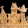 Konst och hantverk 3D TROE HALLOWEEN HAUNTED HOUSE PUZZLES WOE CREATIVE Light Puzzle Assembly Diy Craft Model Building Kit Toys for Adults Kids YQ240119