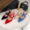 Sandales d'été à bout pointu pour femmes, chaussures sexy à lanières croisées, talons hauts vin, bleu, couleur chair, gladiateurs, 2024