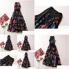 Basic & Casual Dresses European And American Womens Clothes 2023 Summer New Sleeveless V-Neck Fashion Black Flower Print Pleated Dres Dhktx