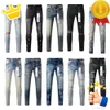 Mens Purple Brand Designer for Jeans Skinny Motorcycle Trendy Ripped Patchwork Hole All Year Round Slim Legged U28N