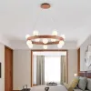 Walnut Chandelier för levande matsal sovrum rund glas fast trä hänge ljus dekoration lampa fabriks droppskeppsbutik