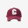 Casquette de Baseball femme automne et hiver nouveau velours côtelé sport C lettre réseau rouge extérieur la même casquette rigide pour hommes 240119